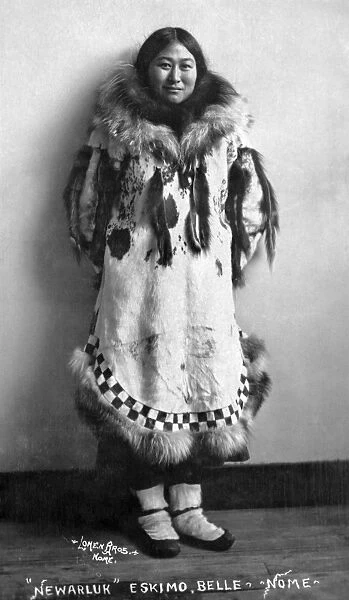 ALASKA: ESKIMO WOMAN. Eskimo woman identified as Newarluk, dressed in traditional clothing