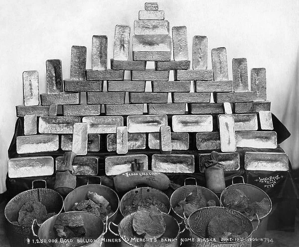 ALASKA: GOLD, 1906. $1, 250, 000 in gold bullion at Miners and Merchants Bank in Nome, Alaska
