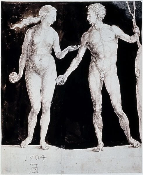 ALBRECHT DURER: ADAM & EVE. Drawing, 1504