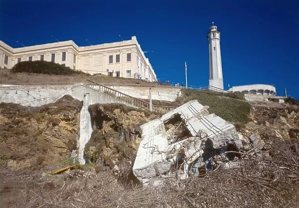 ALCATRAZ, c1980. Southwest corner of the Alcatraz Federal Penitentiary cellhouse