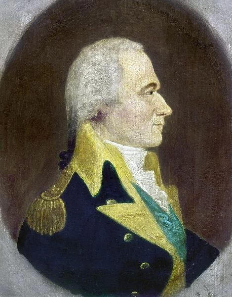 ALEXANDER HAMILTON (1755-1804). American politician. Oil on panel attributed to William J. Weaver, late 18th century