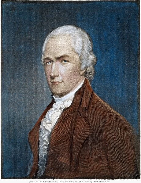 ALEXANDER HAMILTON (1755-1804). American politician. Stipple engraving after a miniature by Archibald Robertson