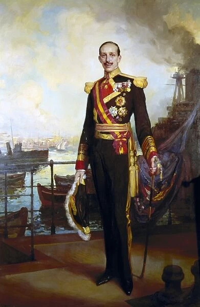 ALFONSO XIII OF SPAIN (1886-1941). King of Spain, 1886-1931. Painting, undated