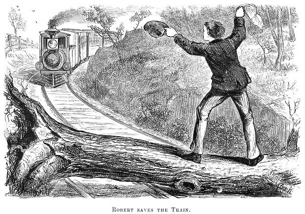 ALGER: BRAVE & BOLD. An illustration from Brave and Bold, or the Fortunes of a Factory Boy, one of the enormously popular 19th century books for boys written by Horatio Alger