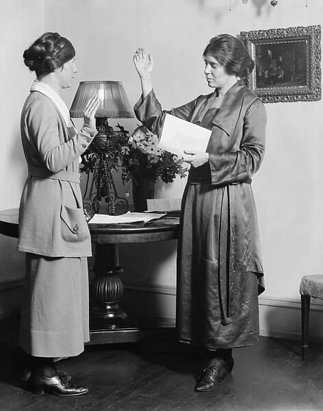 ALICE PAUL (1885-1977). American social reformer and founder of the National Womans Party. Photographed with suffragist Catherine Flanagan, 1910s