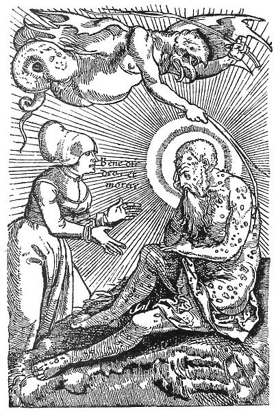Allegorical representation of the Demon of the Plague. Woodcut, German, 1540