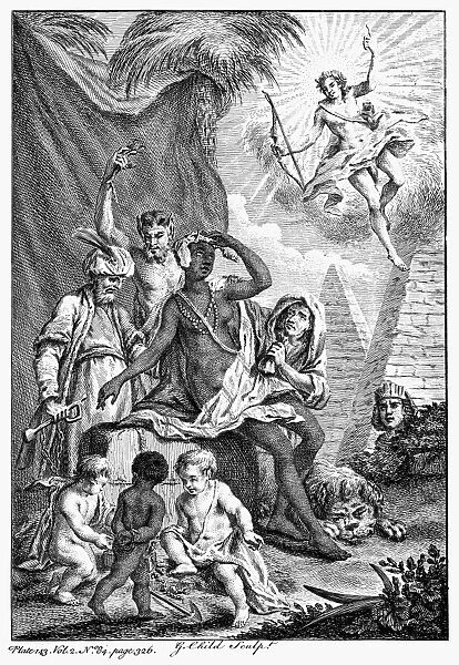 ALLEGORY: AFRICA. Engraving by G. Child for Thomas Salmons Universal Traveler, c1752-53
