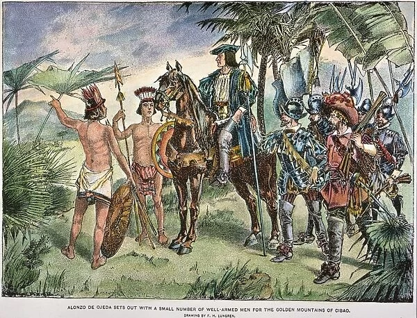 ALONSO de OJEDA (1465?-1515). Native Indians guiding Alonso de Ojeda and his men