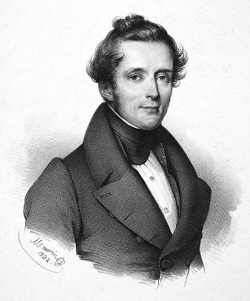 ALPHONSE de LAMARTINE (1790-1869). Alphonse Marie Louis de Prat de Lamartine. French poet. Lithograph, French, 1832