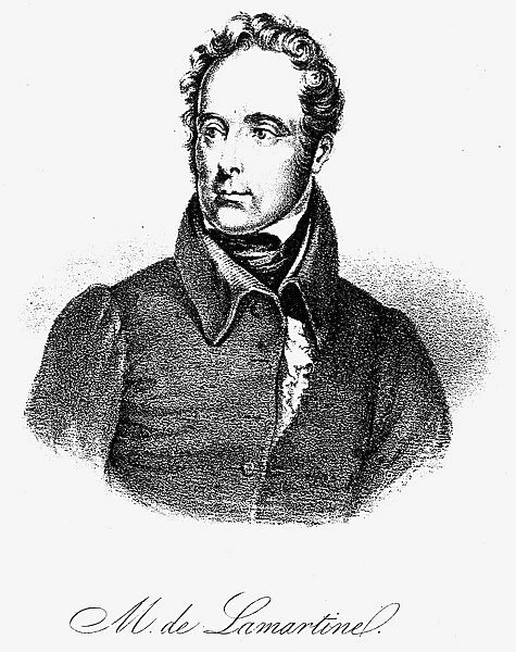 ALPHONSE de LAMARTINE (1790-1869). Alphonse Marie Louis de Prat de Lamartine. French poet. Lithograph, English, 1848
