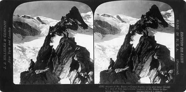 ALPS: MONT BLANC, c1908. Alpinists during the ascent of Mont Blanc. Stereograph, c1908