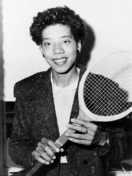ALTHEA GIBSON (1927-2003). American tennis champion. Photograph by Fred Palumbo, 1956