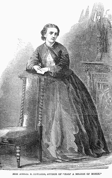 AMELIA A. B. EDWARDS (1831-1892). English novelist and Egyptologist. Wood engraving, 1865