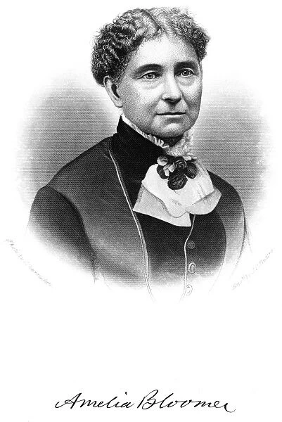 AMELIA BLOOMER (1818-1894). American social reformer. Line and stipple engraving, 1881