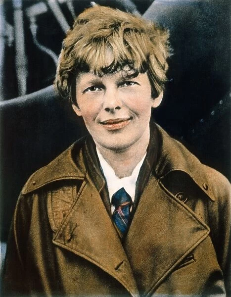 AMELIA EARHART (1897-1937). American aviator. Oil over a photograph, c1920