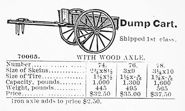 AMERICA: FARMING, 1895. A tumbrel, or farmers dump cart. American catalogue, 1895