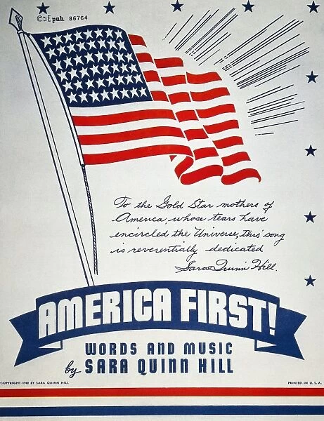 America First! American sheet music cover, 1940, favoring isolationism from the war in Europe