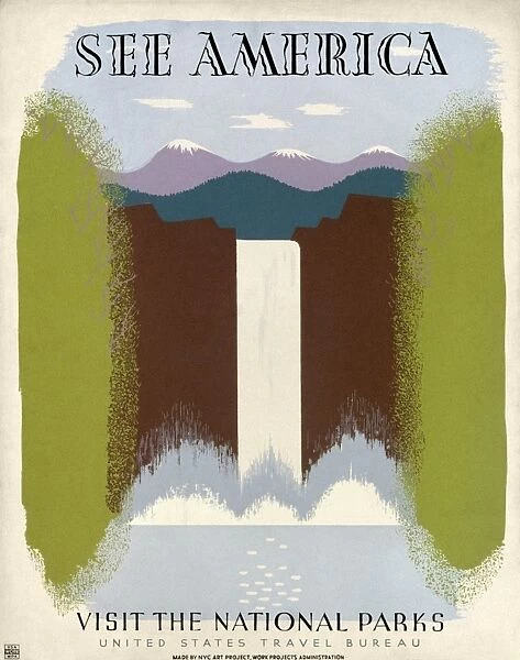 SEE AMERICA POSTER, c1937. United States Travel Bureau poster promoting tourism in National Parks. Poster by Harry Herzog, c1937