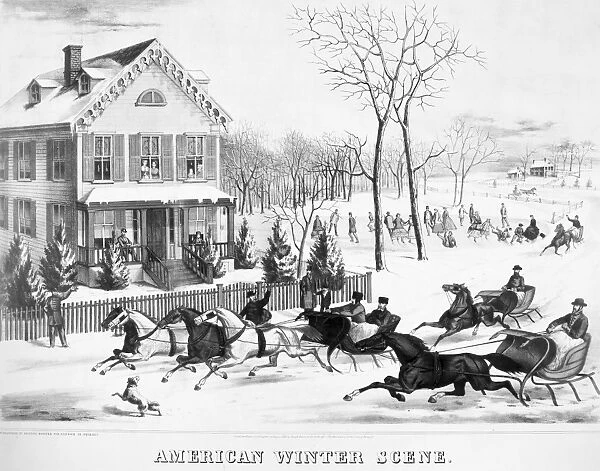 AMERICA: SLEIGHING, 1867. American winter scene. Lithograph, 1867