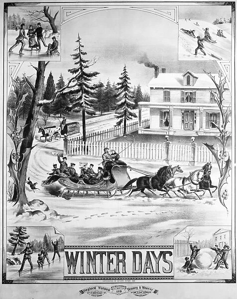 AMERICA: SLEIGHING, 1881. Winter Days. Lithograph by Gaylord and Watson, 1881