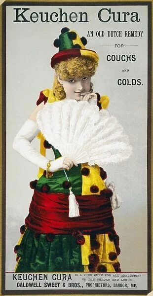 American advertising display card for Keuchen Cura Cough and Cold Remedy, c1885