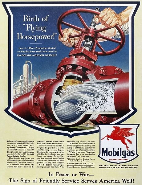 American advertisement for Mobilgas gasoline, 1943