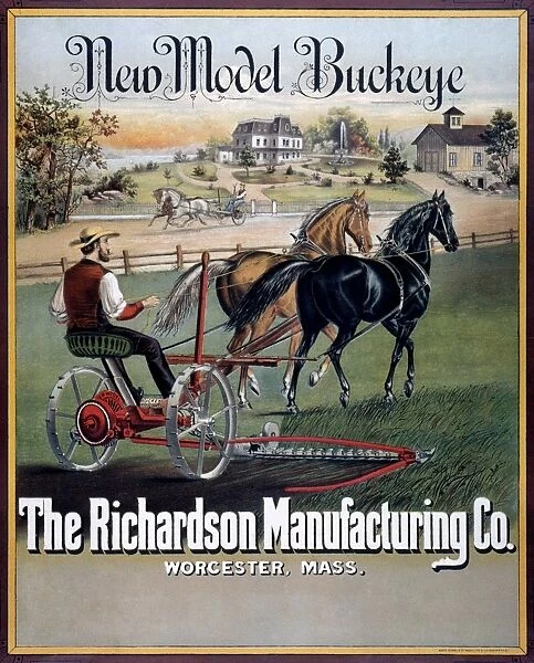 American advertising poster for New Model Buckeye Mower, c1875