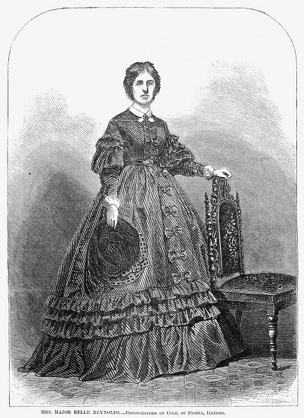 American Army nurse. Wood engraving, 1862, after a photograph