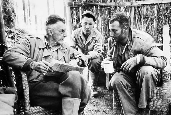 American army officer. General Stilwell (left) with Colonel Rothwell Brown at his field headquarters in China during World War II