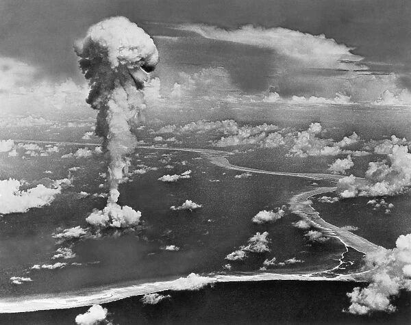 American atomic bomb test at Bikini Atoll in the Pacific Ocean, 1946