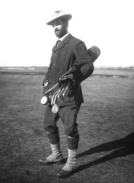American (Australian-born) golfer. Photographed, c1910