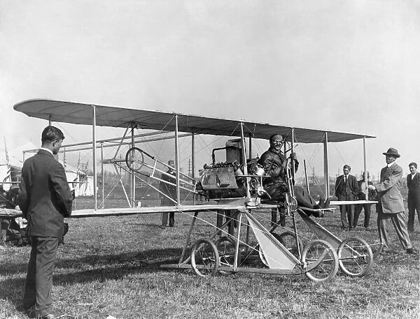 American aviation pioneer. Posing at the controls of the Baby Grand, the Wright entry in the Gordon Bennett races at Belmont Park, New York, October 1910