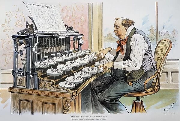 American cartoon by Bernard Gilliam, 1893, on President Grover Clevelands difficulties with the congressional leadership of the Democratic party