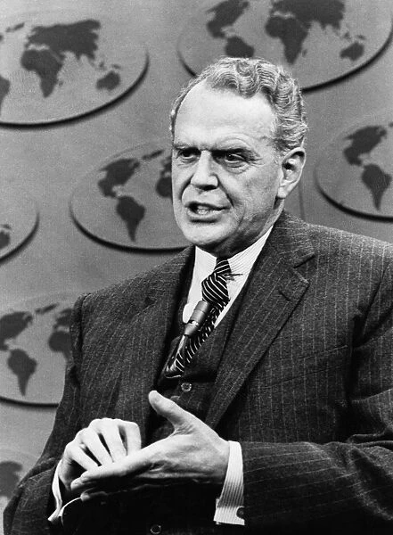 American lawyer and Secretary of Defense, 1968-69. Clifford speaking in a broadcast interview on ABCs Issues and Answers program about U. S. strategy in Vietnam, 24 November 1968