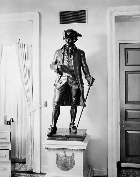American merchant, politician and President of the Continental Congress, 1781-82. Bronze statue by Richard Brooks, 1903, at the United States Capitol Building in Washington, D. C