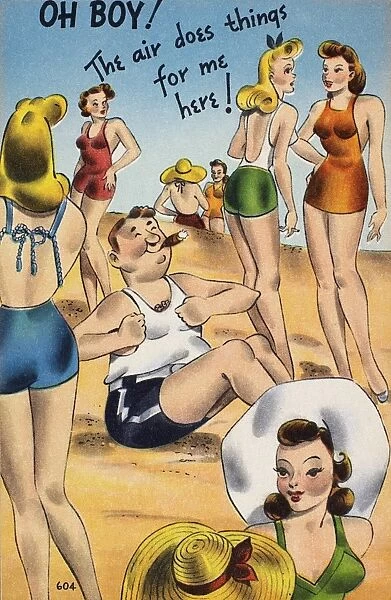 AMERICAN POSTCARD, c1950. Oh boy! The air does things for me here