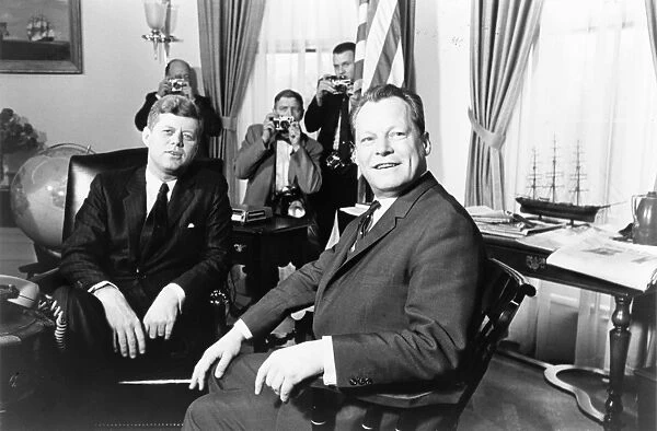 American President John F. Kennedy (left) meeting with Willy Brandt, the Mayor of West Berlin, at the White House in Washington, D. C. 13 March 1961. Photographed by Marion S. Trikosko