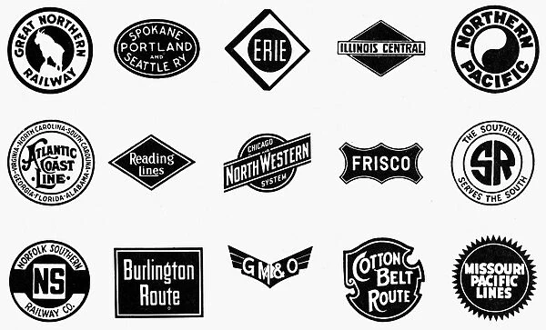 AMERICAN RAILROADS. Various logos of American railroads