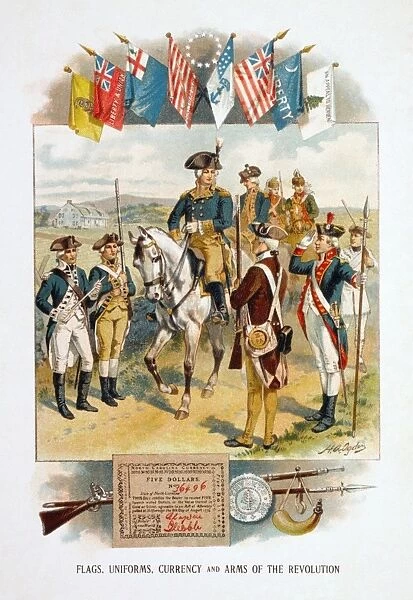 AMERICAN REVOLUTION. Flags, Uniforms, Currency and Arms of the Revolution