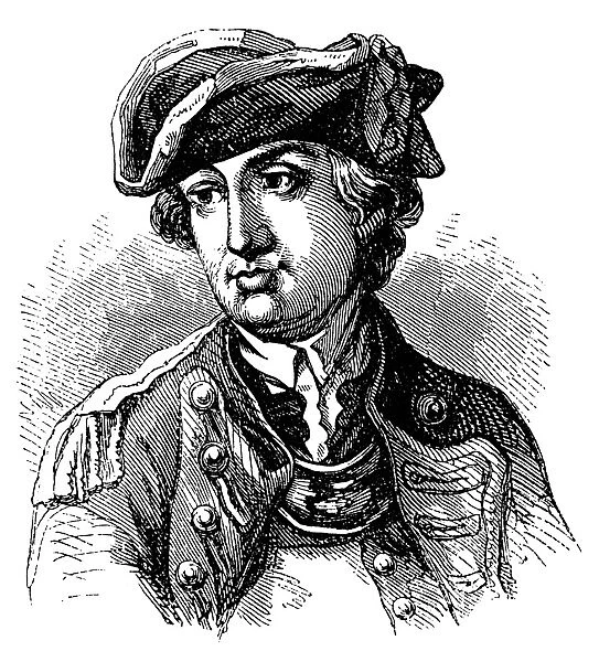 American Revolutionary general. Wood engraving, 19th century