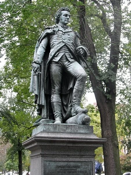 American Revolutionary officer. Bronze, 1875, by Martin Milmore at Boston, Massachusetts