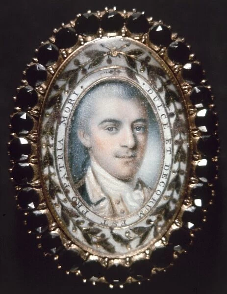 American Revolutionary officer. Miniature painting, 18th century