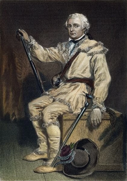 American revolutionary soldier: American colored engraving, 19th century