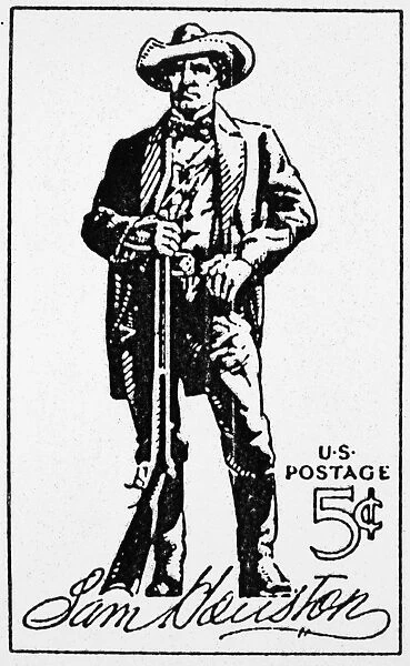 American soldier and political leader. Drawing after a U. S. commemorative postage stamp