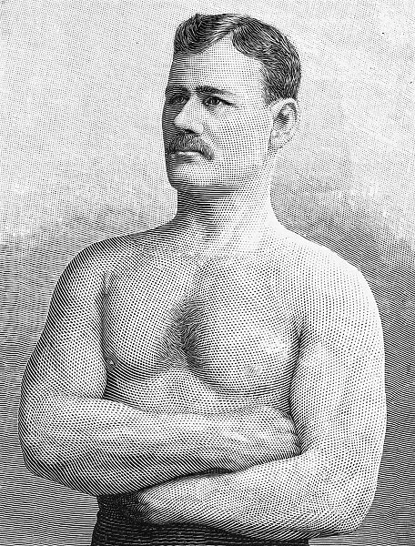 American wrestler. Wood engraving from the Police Gazette, 1893