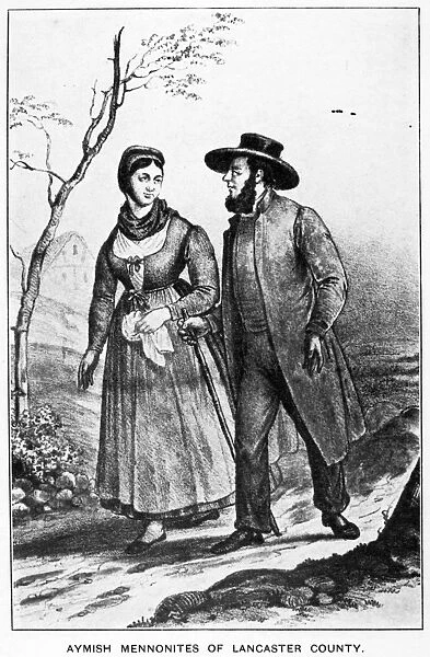 AMISH MENNONITE COUPLE. An Amish Mennonite couple in Lancaster County, Pennsylvania