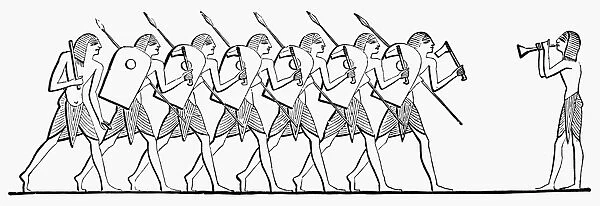 ANCIENT EGYPT: LANCERS. Egyptian lance bearers. Drawing after a tomb relief