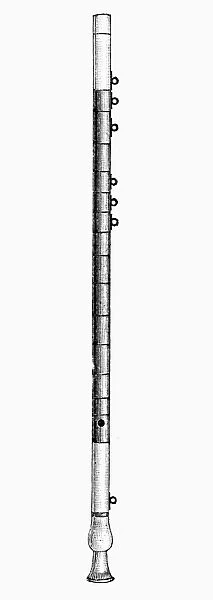 ANCIENT GREEK AULOS. An aulos, an ancient Greek reed instrument. Line engraving, late 19th century