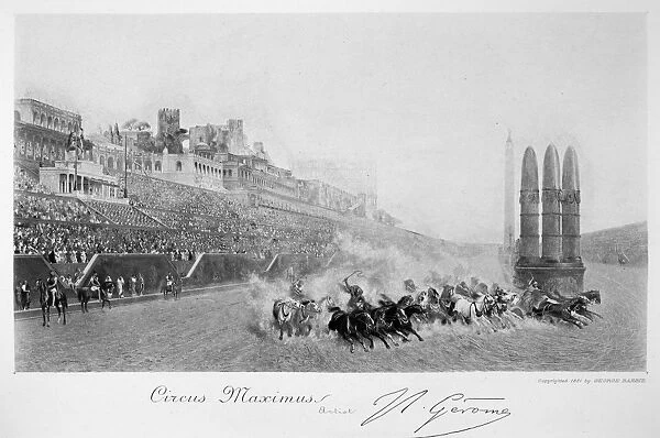 ANCIENT ROME: CHARIOT RACE. Circus Maximus. Mezzotint, 1881, after Jean Leon Gerome