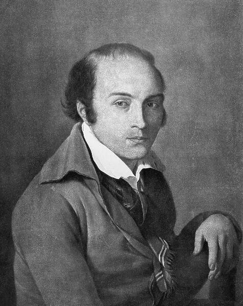 ANDR├ë MARIE de CH├ëNIER (1762-1794). French poet. Portrait by J. B. Suv
